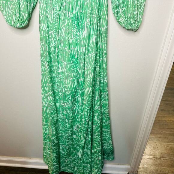 Jonathan Simkhai Adelaide Green Floral Print Satin Cutouts Maxi Dress size XS - Picture 6 of 16